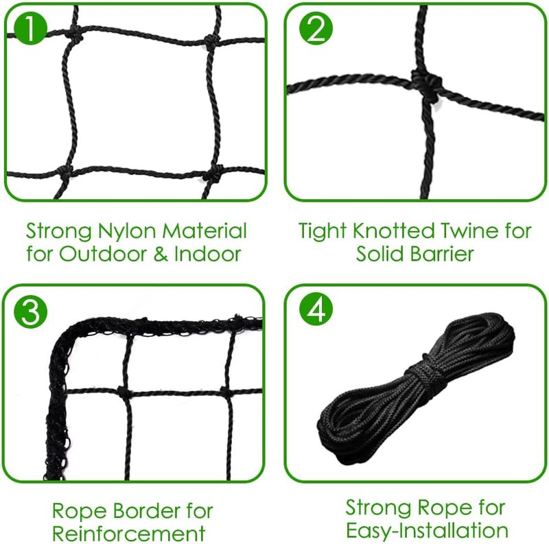 Wiseek Baseball Softball Backstop Nets, Heavy Duty Sports Netting Barrier #18 Nylon Baseball Netting 10'x20'/10'x30'(Net Only) - Image 3